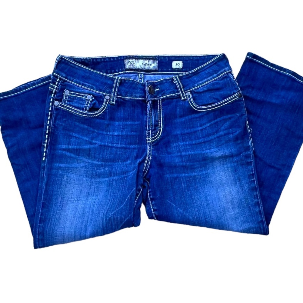 Buckle BKE Culture Capris Crop Jeans Thick Stitching Blue